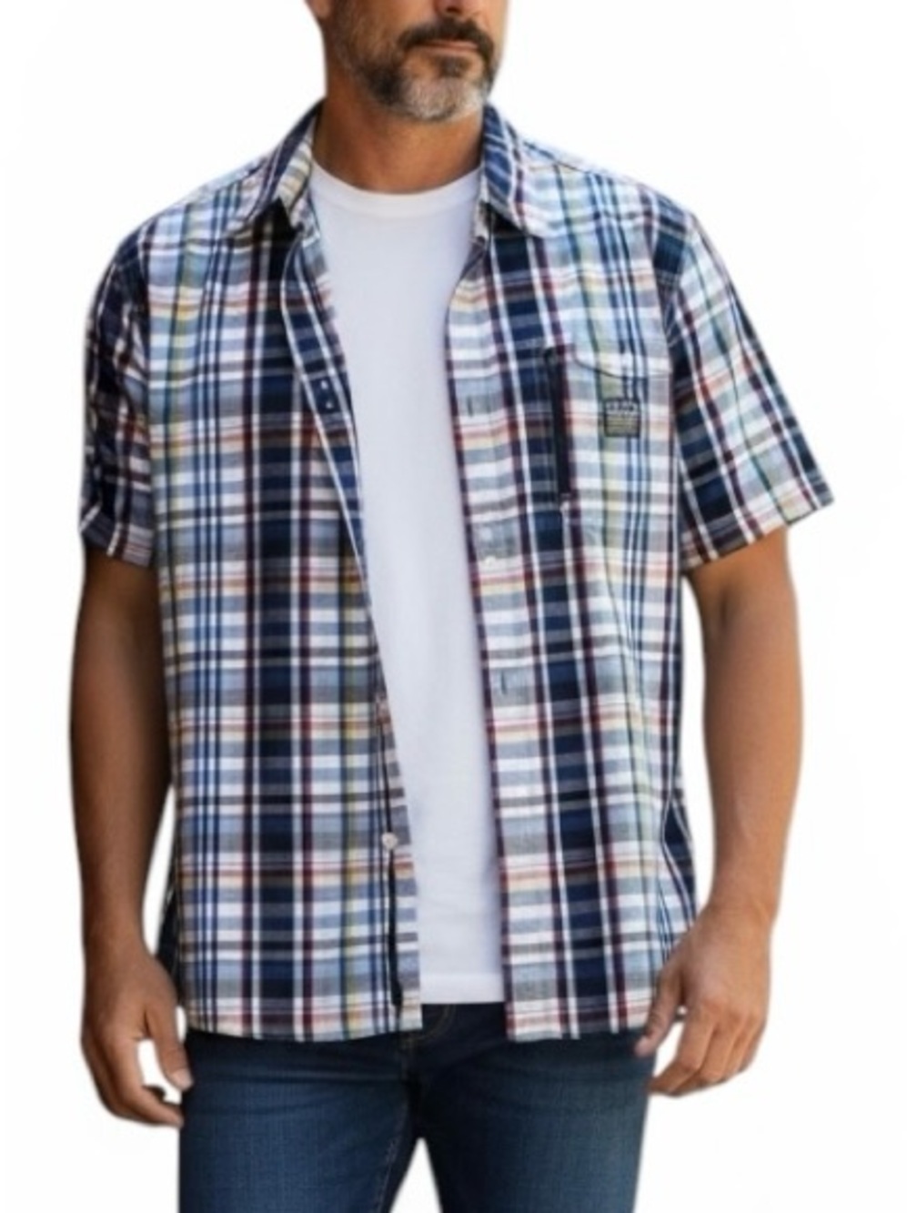 Ecko Unltd. Men's XL Plaid Short Sleeve Button-Down Shirt - Multi-Color